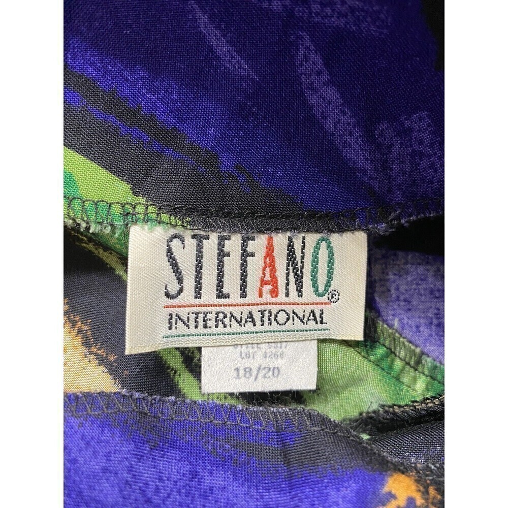 Vtg Stefano International Blouse Women's 18 20 Abstract Purple Green Yellow NEW - Picture 4 of 5